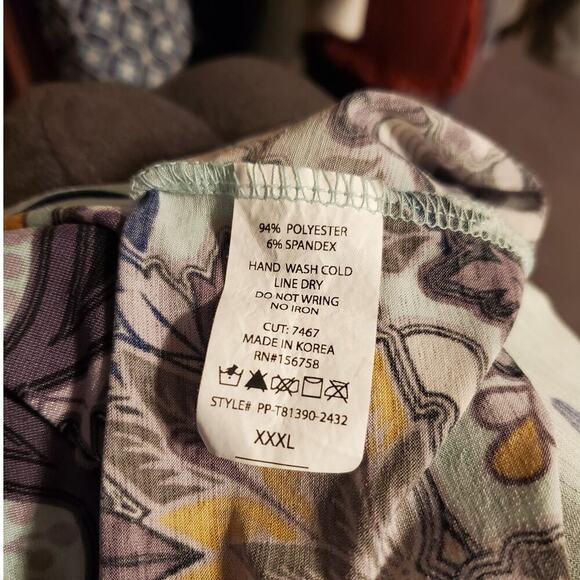 Perfectly Priscilla Woman's blouse shirt puff sleeves with tie bottom XXXL - Picture 7 of 7